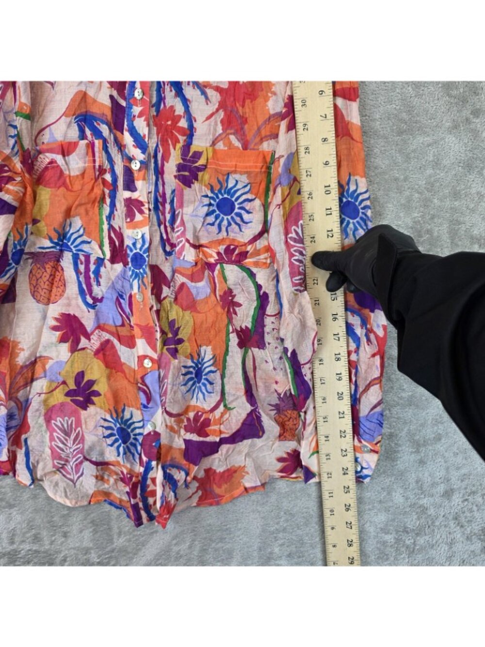 Milk & Honey Button Up Shirt Womens XL Multicolor Tropical Long Sleeve Tunic - Picture 7 of 10